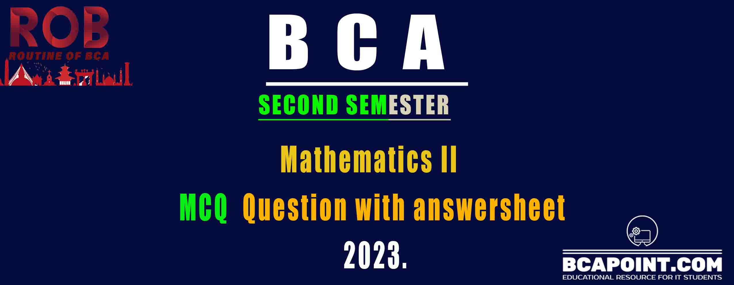 You are currently viewing BCA Second Semester Mathematics II MCQs with answerkey 2023